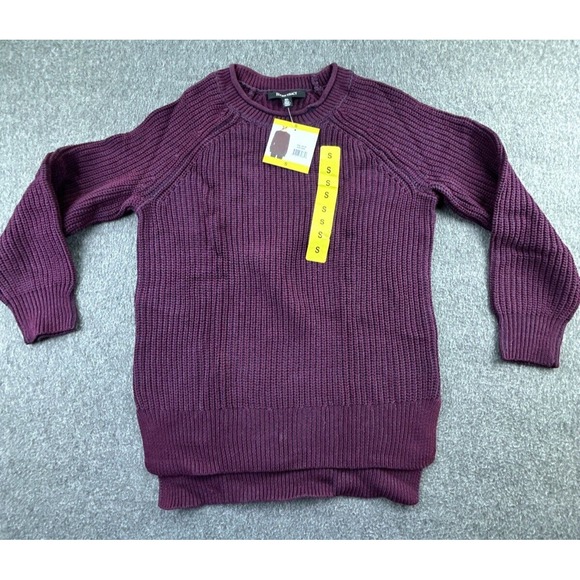 Ellen Tracy Sweater Womens Small Port Marl Burgundy Cable Knit Crew Neck New - Picture 2 of 15